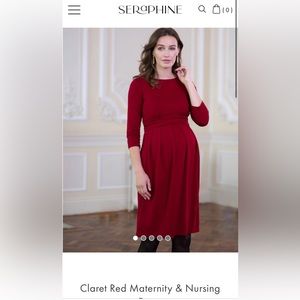 Seraphine Claret Red Maternity & Nursing Dress